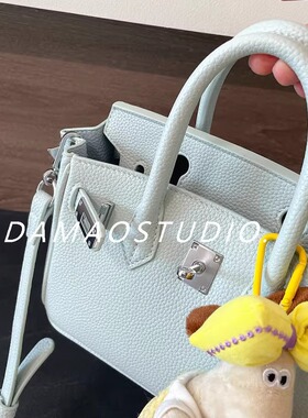 Damaostudio真皮高级铂金包迷你牛皮凯莉包单肩斜挎手提女包