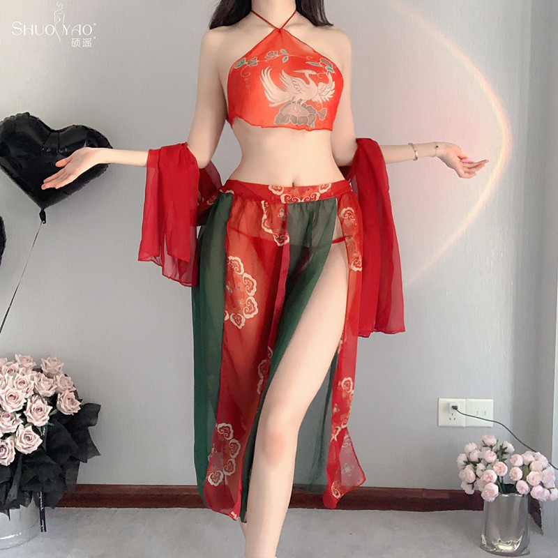 性感内衣古装宫廷风纯欲汉服肚兜套装诱惑敦煌飞天凤女睡衣裙