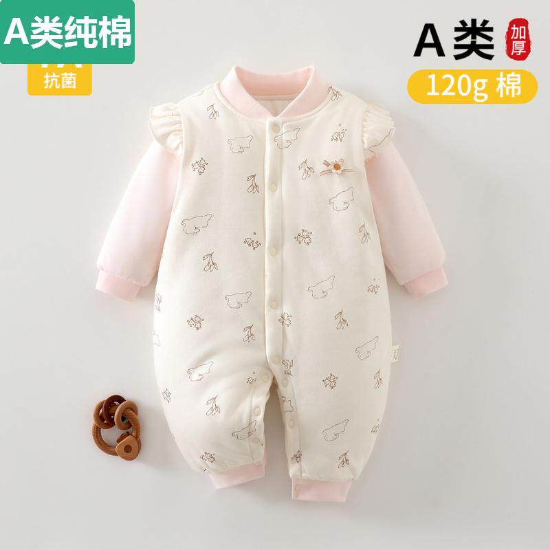全棉A类婴儿棉服冬恒温保暖连体衣加厚宝宝衣服秋冬季新生婴幼儿