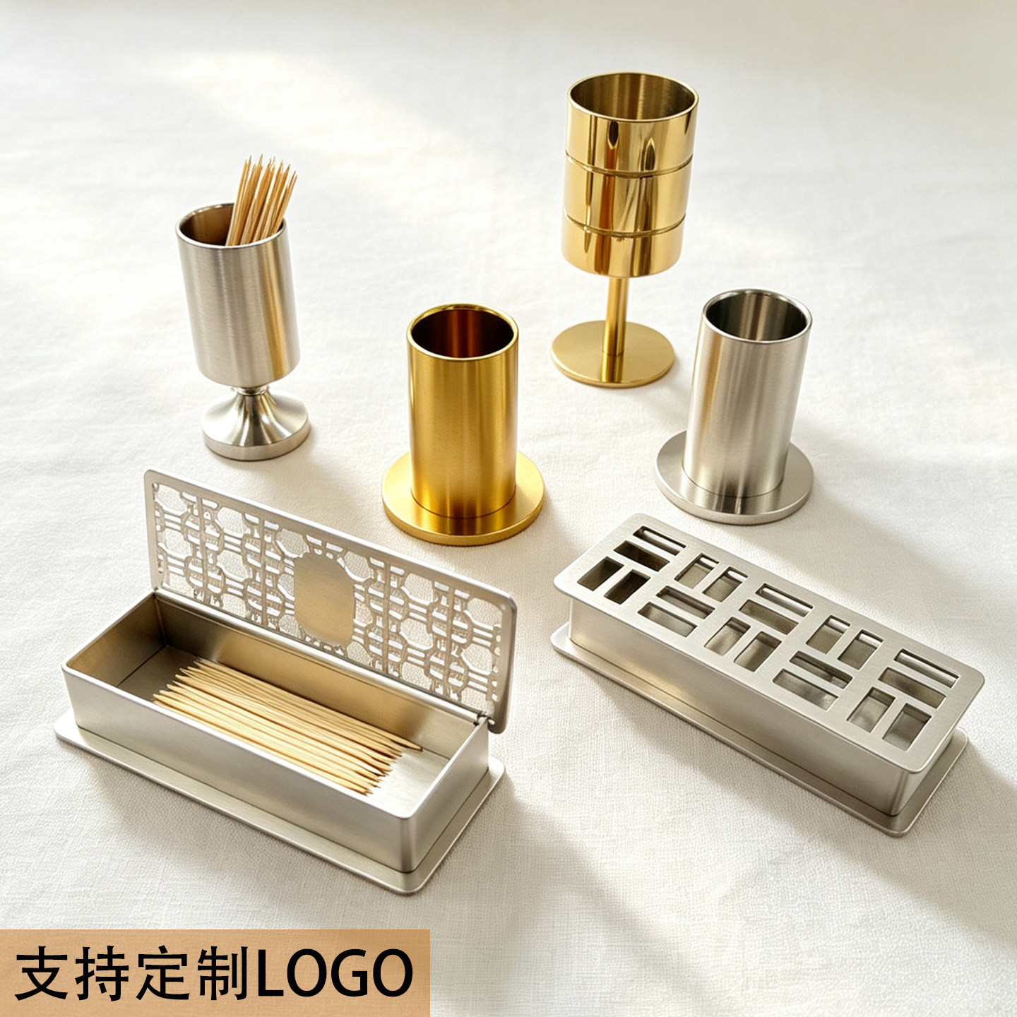 不锈钢牙签筒商用酒店餐厅牙签盒KTV果叉盅家用牙线筒收纳果签罐
