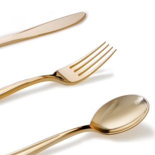 新款一次性金色玫瑰金西餐刀叉勺聚餐生日派对婚宴蛋糕叉塑料餐具