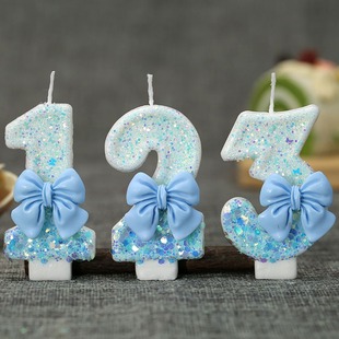 饰蜡烛 小红书生日数字蜡烛女男孩生日派对周年纪念日蓝色蝴蝶结装