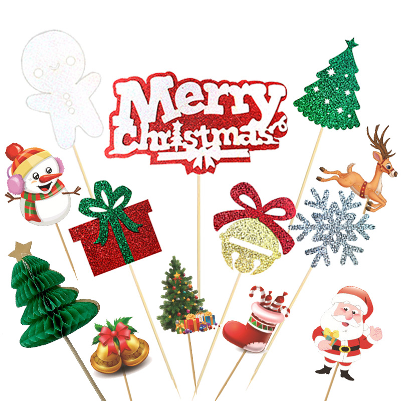 圣诞节派对布置用品插牌老人插旗