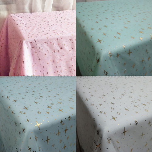 烫金星星网纱桌布生日派对甜品台