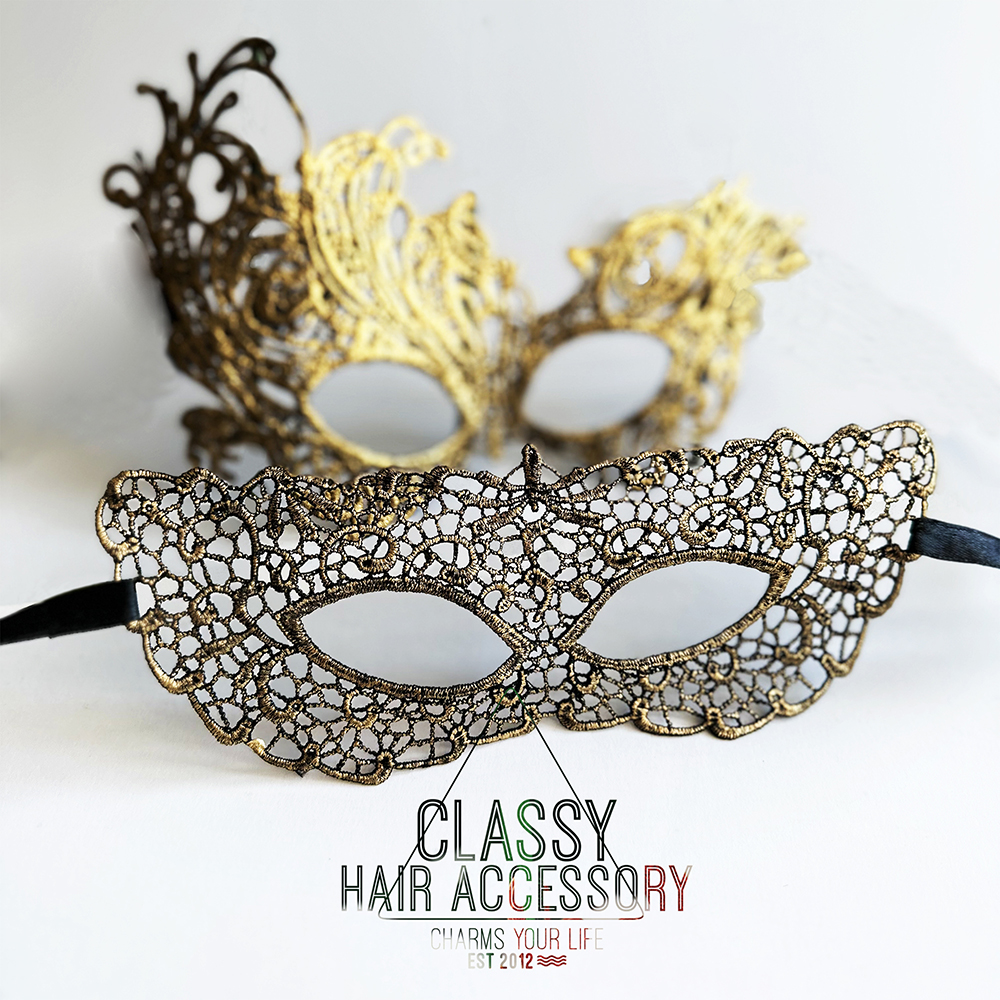 黑金色性感蕾丝面具万圣节装扮