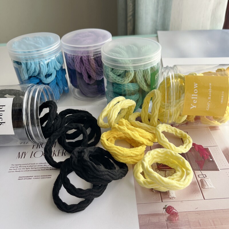 彩色波浪加厚头绳收纳盒装毛巾圈少女渐变色发圈扎头发皮筋发绳