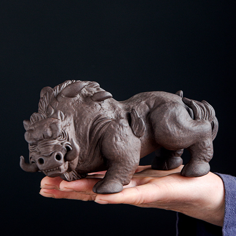 紫砂茶宠精品霸气猪刚鬣手工可养财大气粗野猪茶盘办公室家居摆件