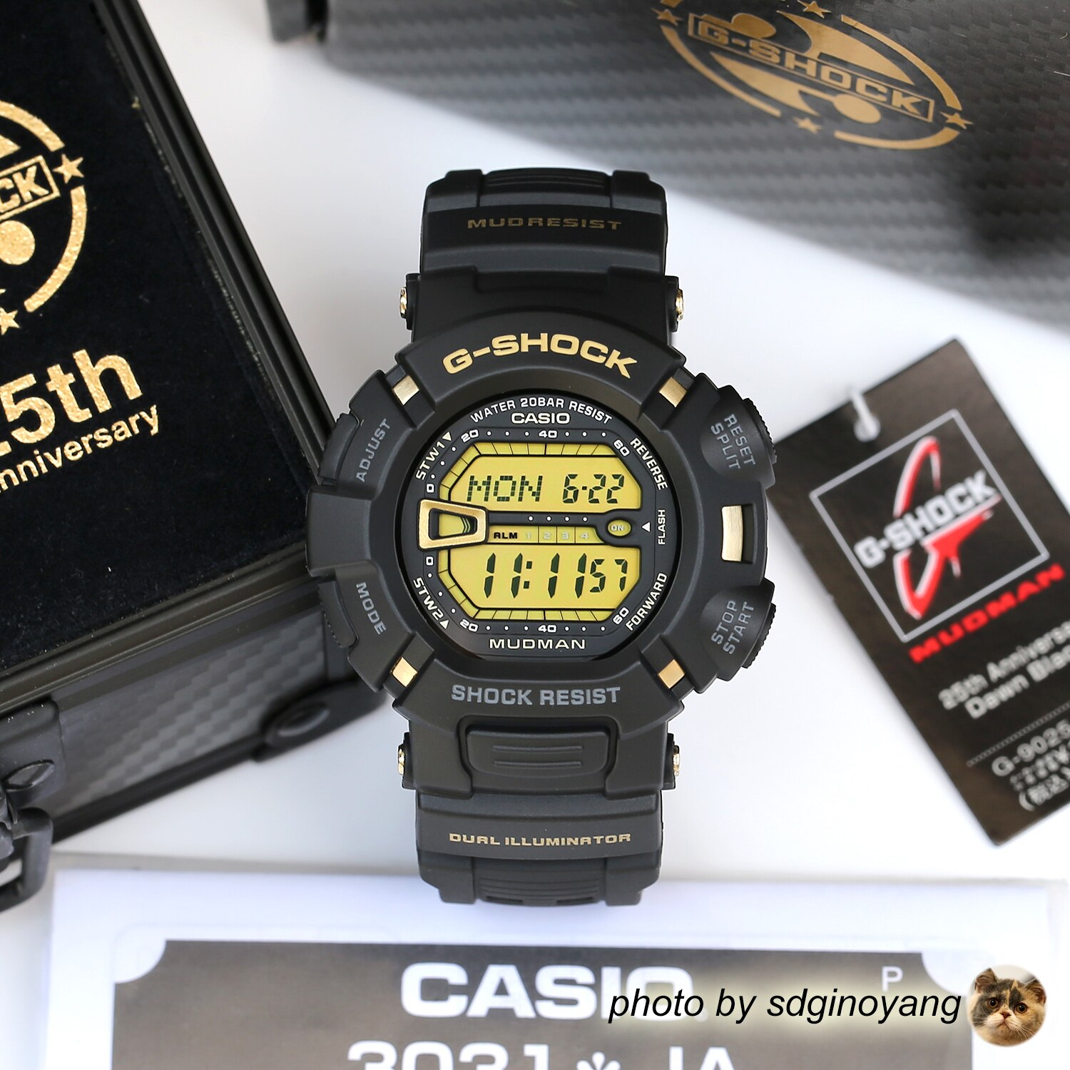 CASIO卡西欧G-SHOCK MUDMAN 25周年黑金泥人G-9025A-1JF全新现货 - 实物图