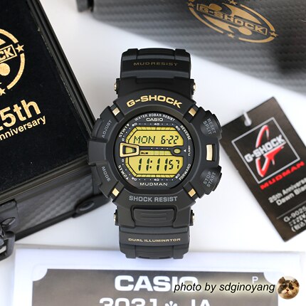 CASIO卡西欧G-SHOCK MUDMAN 25周年黑金泥人G-9025A-1JF全新现货
