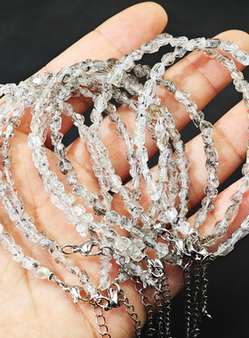 天然水晶油胆闪灵钻手链随形原石碎石单圈手串巴基斯坦个性ins风