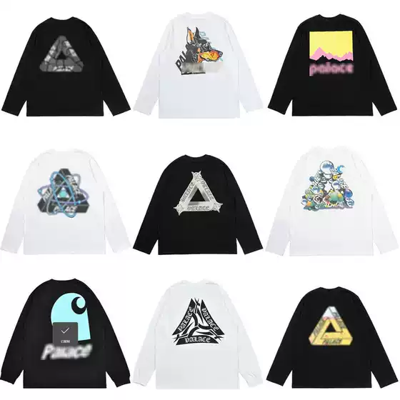 American Style Triangle Phantom Letter Print Long Sleeve T-Shirt for Men and Women 100% Cotton Undershirt Skateboard Streetwear