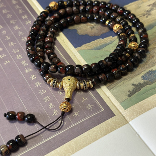 道系手串手作南红原矿黑冻包浆108多圈卡7老型流珠