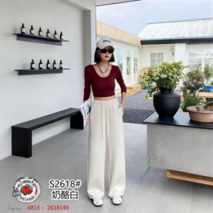 女2026春装 弯刀裤 新款 简约百搭显瘦休闲裤 韩版 S2618直筒裤