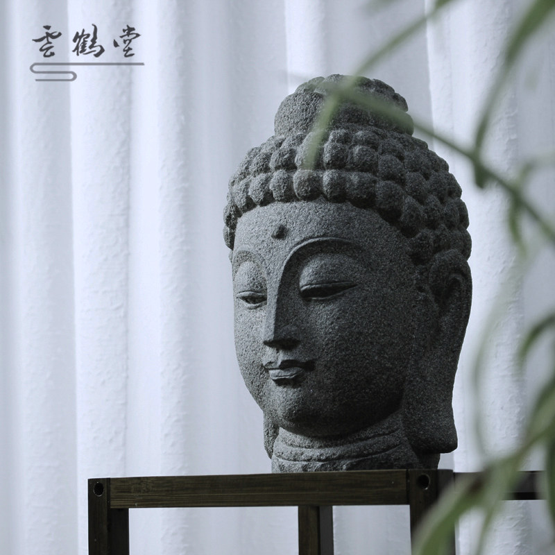 艺术手工茶室玄关禅意风摆件佛头