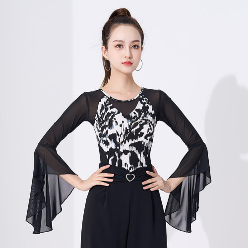 0摩登舞上衣洋气新款女成人拉丁舞服装吉特巴交谊舞上装练功演出