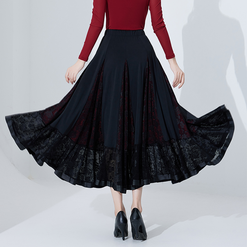 0新款华尔兹舞裙摩登舞大摆裙高腰半身裙成人女交谊舞裙优雅时尚