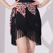 比赛舞蹈演出服 女成年人半身裙流苏裙下装 拉丁舞裙新款 练功服装