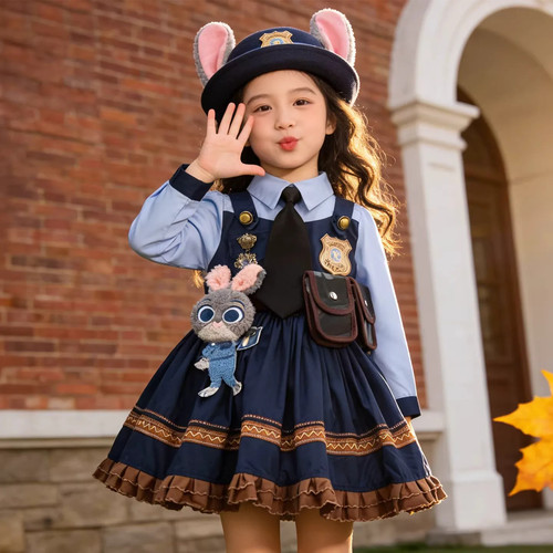 儿童朱迪兔子警官cos衣服疯狂动物城服装套装女童公主连衣裙四季
