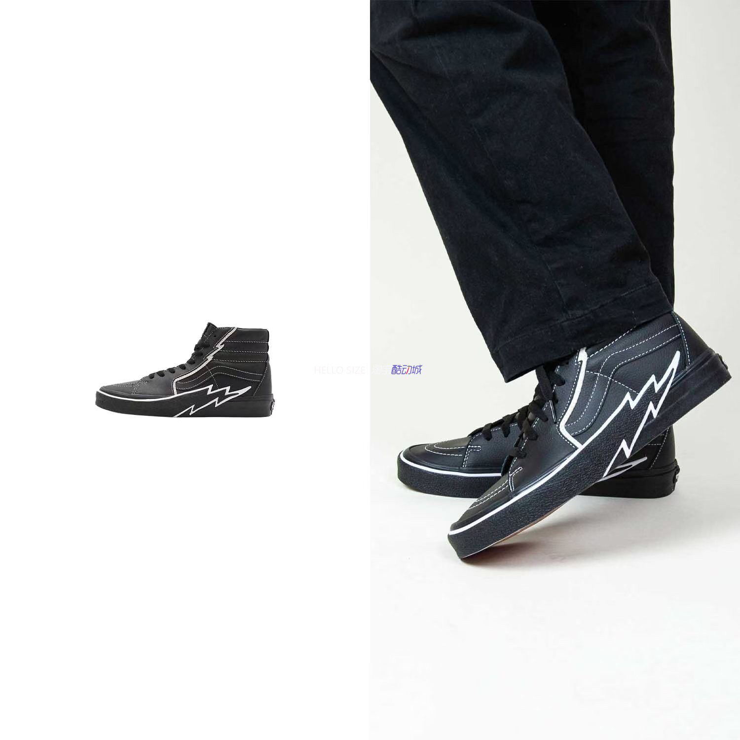 VANS SK8 HI BOLT 女子男子经典款全皮黑武士休闲鞋 VN0A5JIVBKA