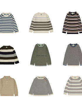 秋冬新款FUB男女儿童舒适美利奴羊毛弹力针织条纹打底衫上衣毛衣