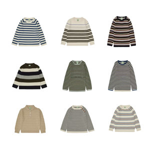 秋冬新款 上衣毛衣 FUB男女儿童舒适美利奴羊毛弹力针织条纹打底衫