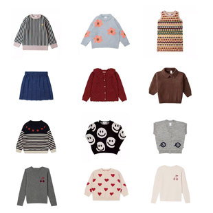 2023秋冬kp ks fub男女儿童长袖套头针织衫毛衣开衫上衣背心半裙