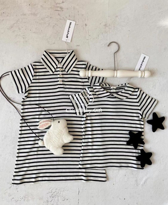 mp翻领条纹短袖套装百搭