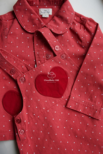 ins爆款 2024春夏ks系列女童红色复古可爱纯棉爱心背带裙外套上衣