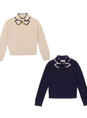 2025秋冬新款mp女童宝宝领结长袖针织衫打底衫套头衫毛衣上衣