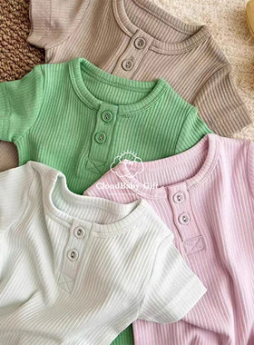 2025夏季新款mar男女童宝宝莫代尔棉舒适螺纹纯色短袖上衣T恤短裤