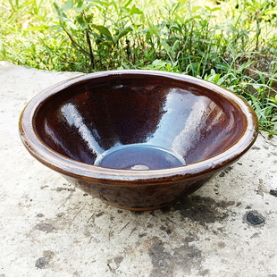 10寸海碗传统复古汤盆土陶大碗土盆大号土碗老式和面盆陶制土钵子