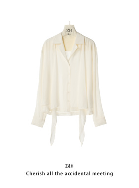 ZH【枫糖烤奶】简约百搭系带衬衫女松弛感时尚衬衣