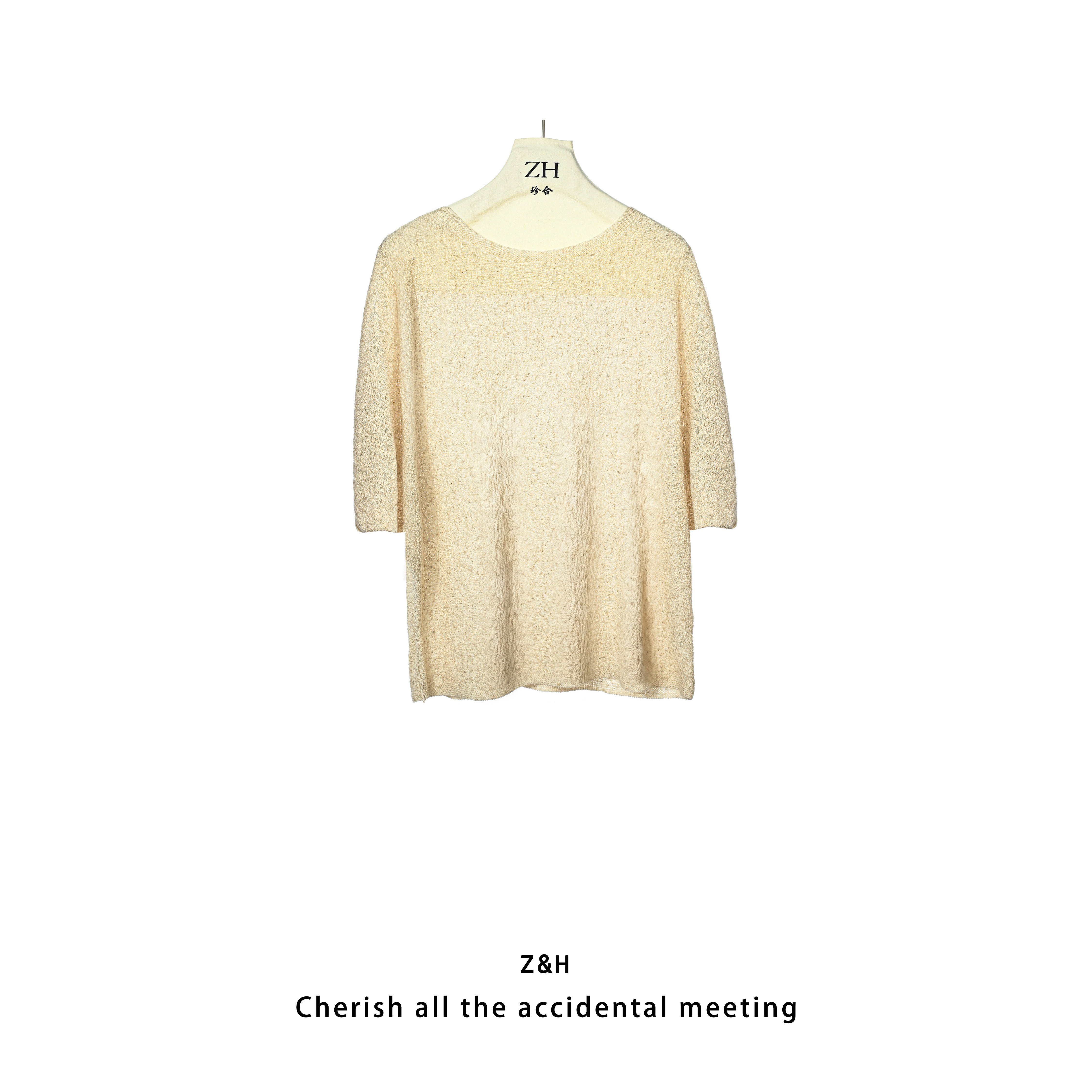 ZH【平行线】圆领纯色简约针织衫女百搭洋气