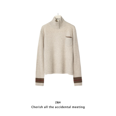ZH【旧时光】长袖时尚百搭设计师毛针织衫