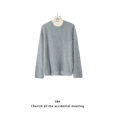 ZH【竹影清风】圆领纯色简约针织衫毛衣女长袖舒适