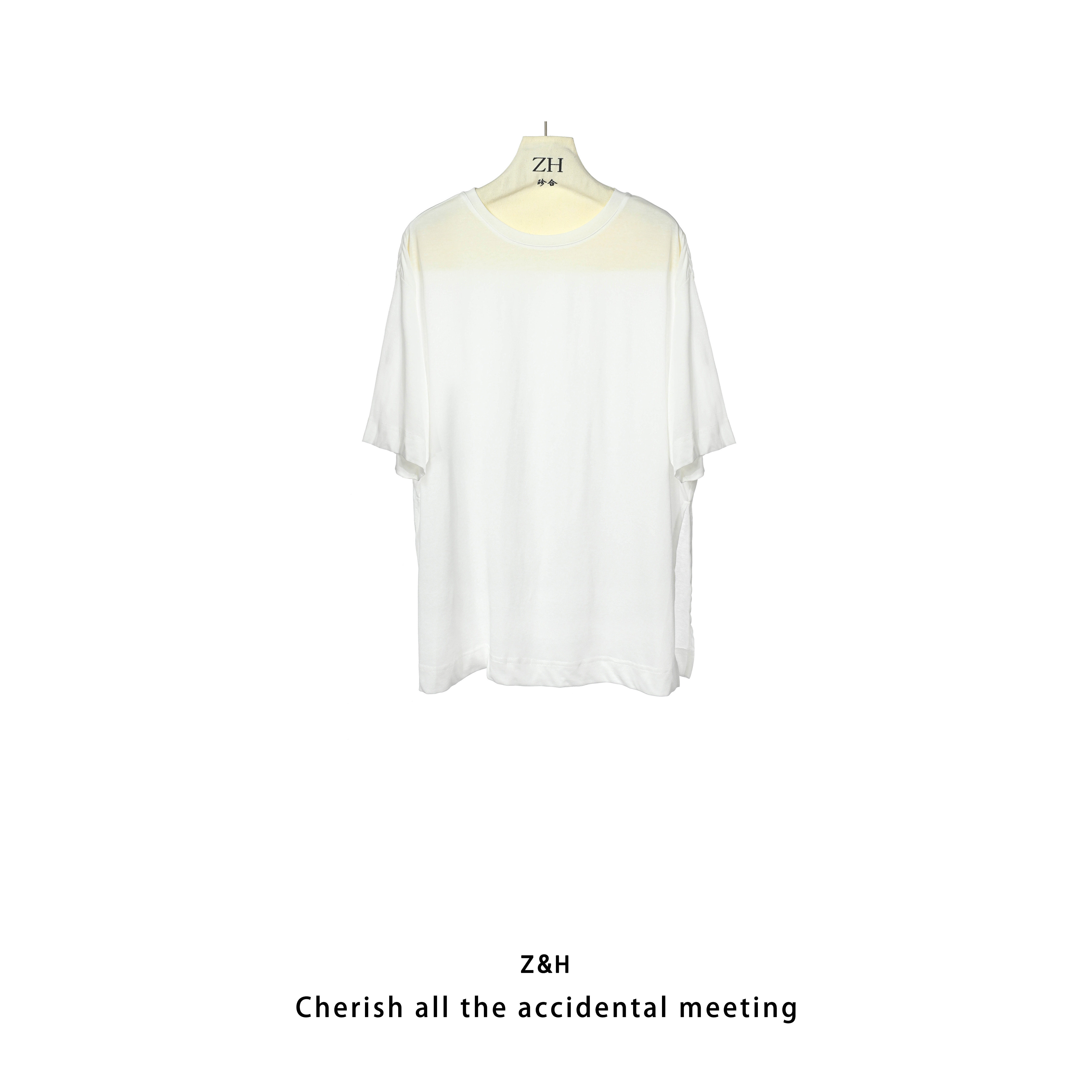 ZH【远山如黛】简约百搭宽松圆领短袖纯色T恤女