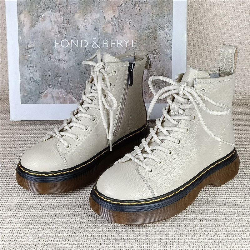 菲伯丽尔品牌撤柜断码处理真皮马丁靴休闲百搭厚底单里牛皮短靴女,女鞋,时装靴,淘宝优惠券,粉丝福利购,淘宝优惠卷