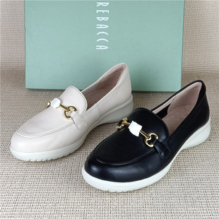 瑞贝卡专柜撤柜断码处理真皮女鞋休闲百搭套脚春季羊皮乐福女单鞋