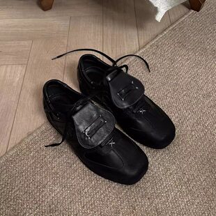 方头拳击鞋通勤德训鞋男女同款芭蕾鞋训练鞋英伦风轻便休闲皮鞋男