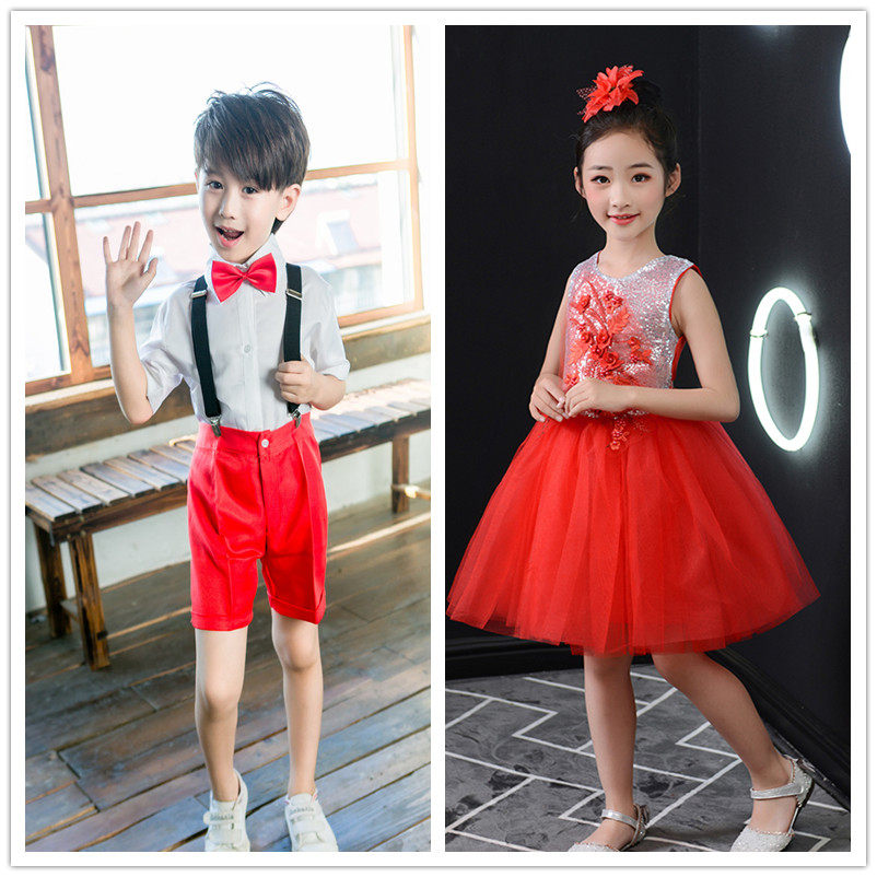 六一儿童表演服幼儿园舞蹈女童公主蓬蓬裙男童小学生合唱团演出服