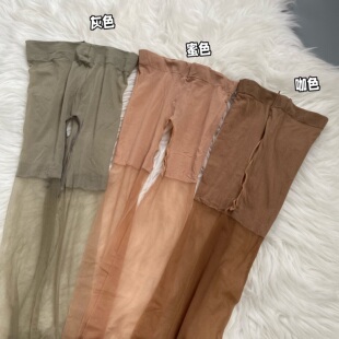 3双 春秋夏空姐灰丝袜超薄款纯欲开档性感免穿脱隐形防勾丝连裤袜