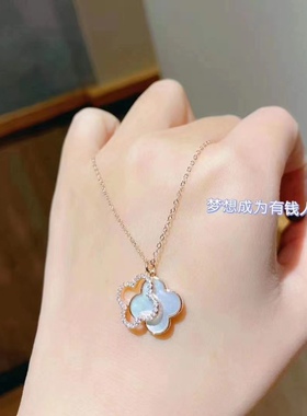 S925银花花贝母幸运项链情人节礼物不褪色送礼盒礼袋顺丰5
