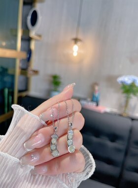 S925银和田玉富贵豆项链情侣生日礼物不褪色送礼盒礼袋顺丰7