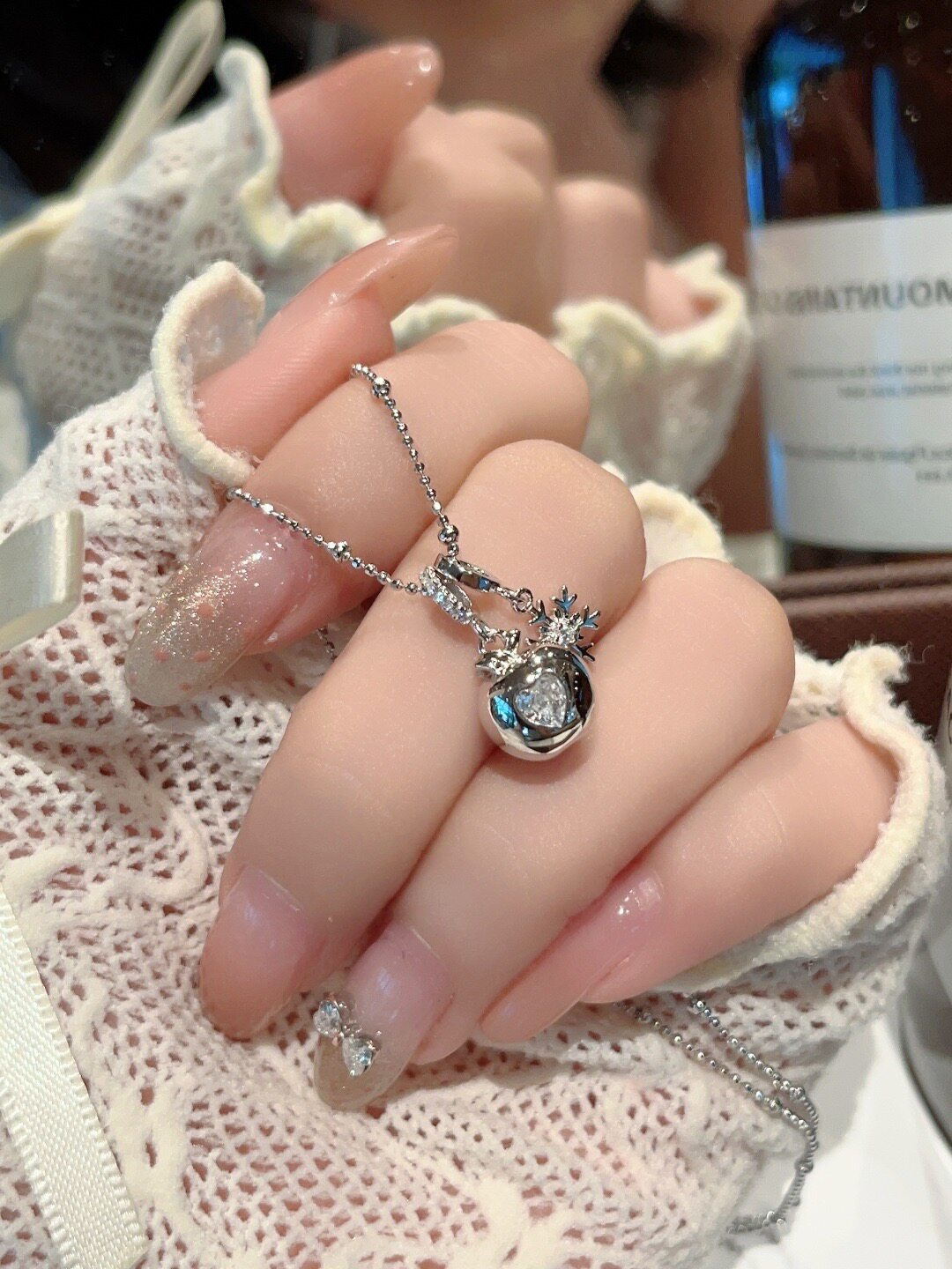 S925银苹果雪花银项链约4.1克不褪色送礼盒礼袋顺丰包邮7