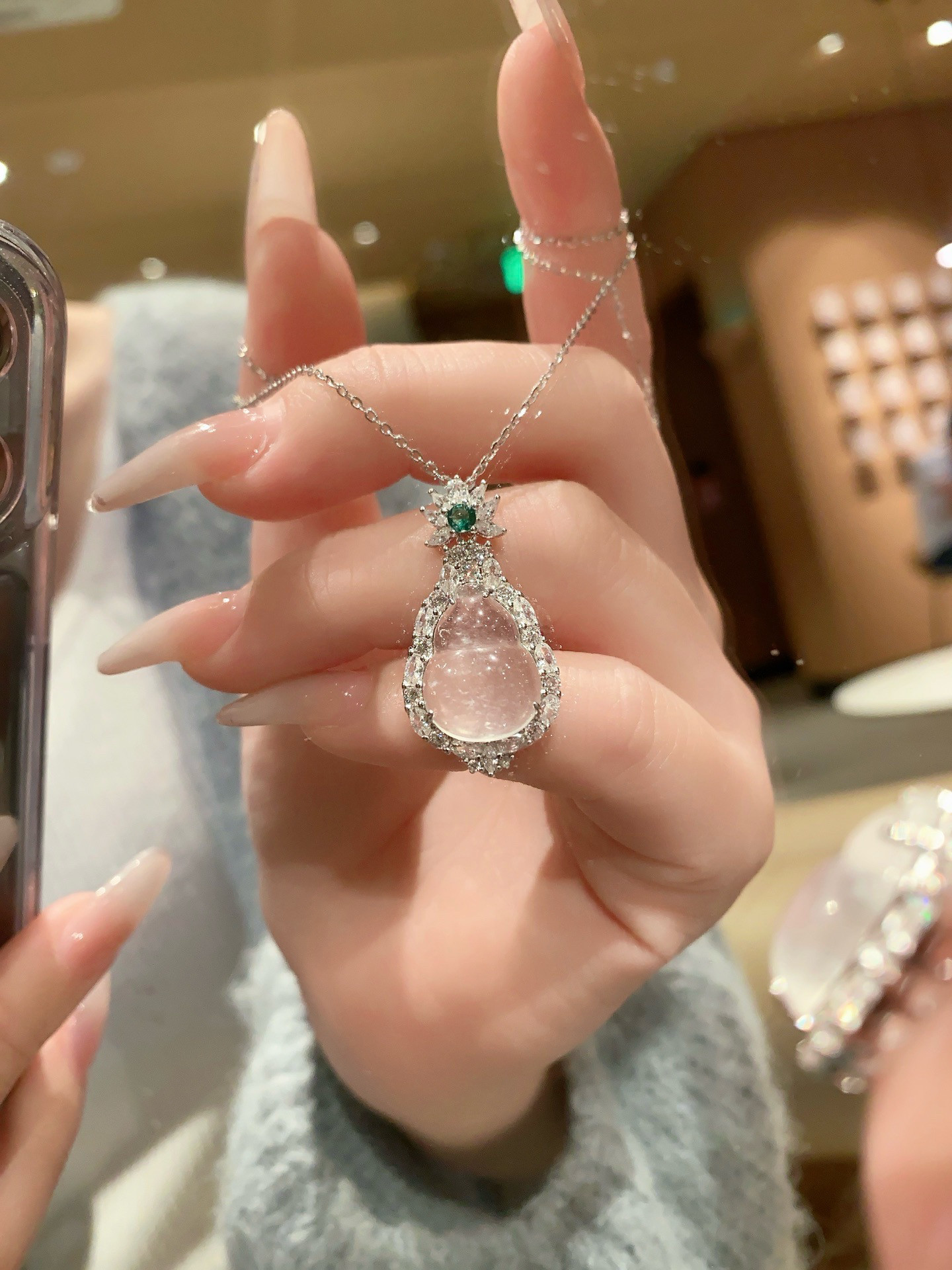 S925银水墨玉葫芦银项链不褪色女神节送礼盒礼袋顺丰包邮3