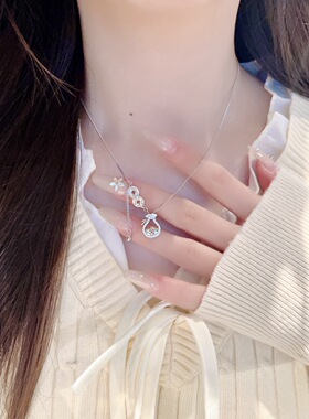 S925银纯银钱袋项链纯银项链不褪色礼盒礼袋新年顺丰3