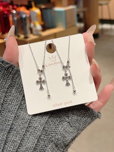 S925银纯银新品十字架流苏项链不褪色马年新年送礼盒礼袋顺丰1