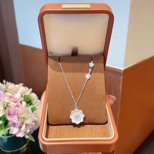 S999银纯银新款太阳花足银项链不褪色礼盒礼袋新年礼物生日顺丰1