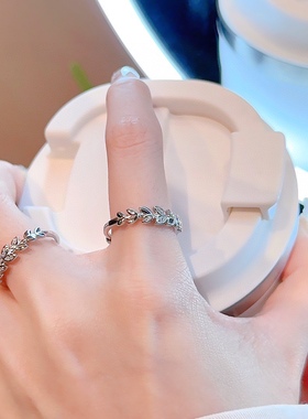 S925银纯银麦穗开口戒指不褪色女友情侣七夕礼物送礼盒礼袋8