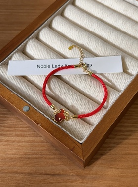 S925银纯银黄子弘凡同款抱富龙红绳手链新年礼物送礼盒礼袋包邮1